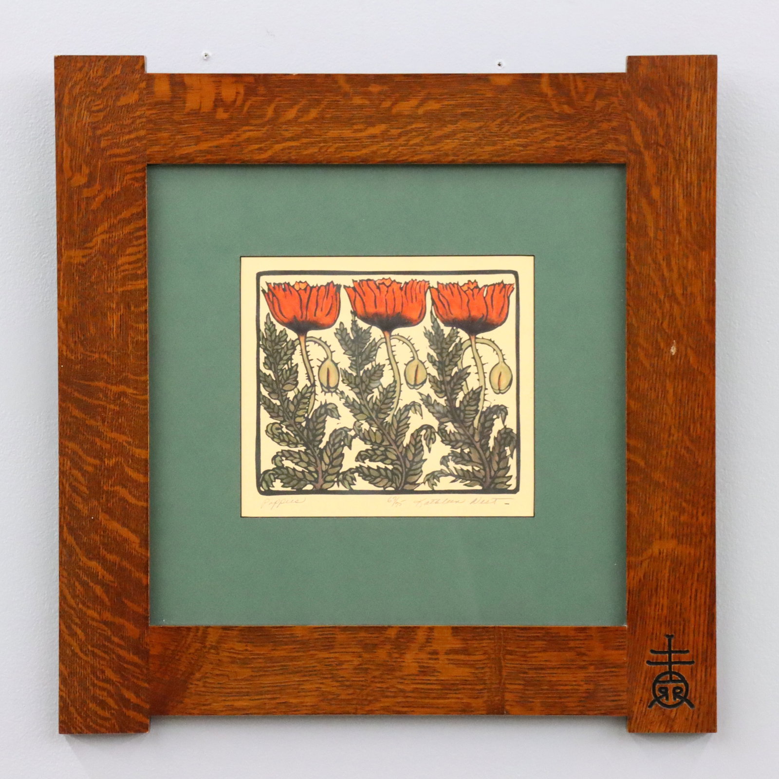 Kathleen West Poppies Woodcut (1 of 7)