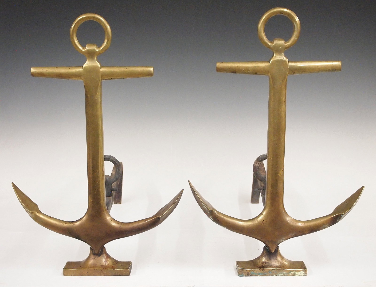 Pr. Brass Anchor Andirons (1 of 1)