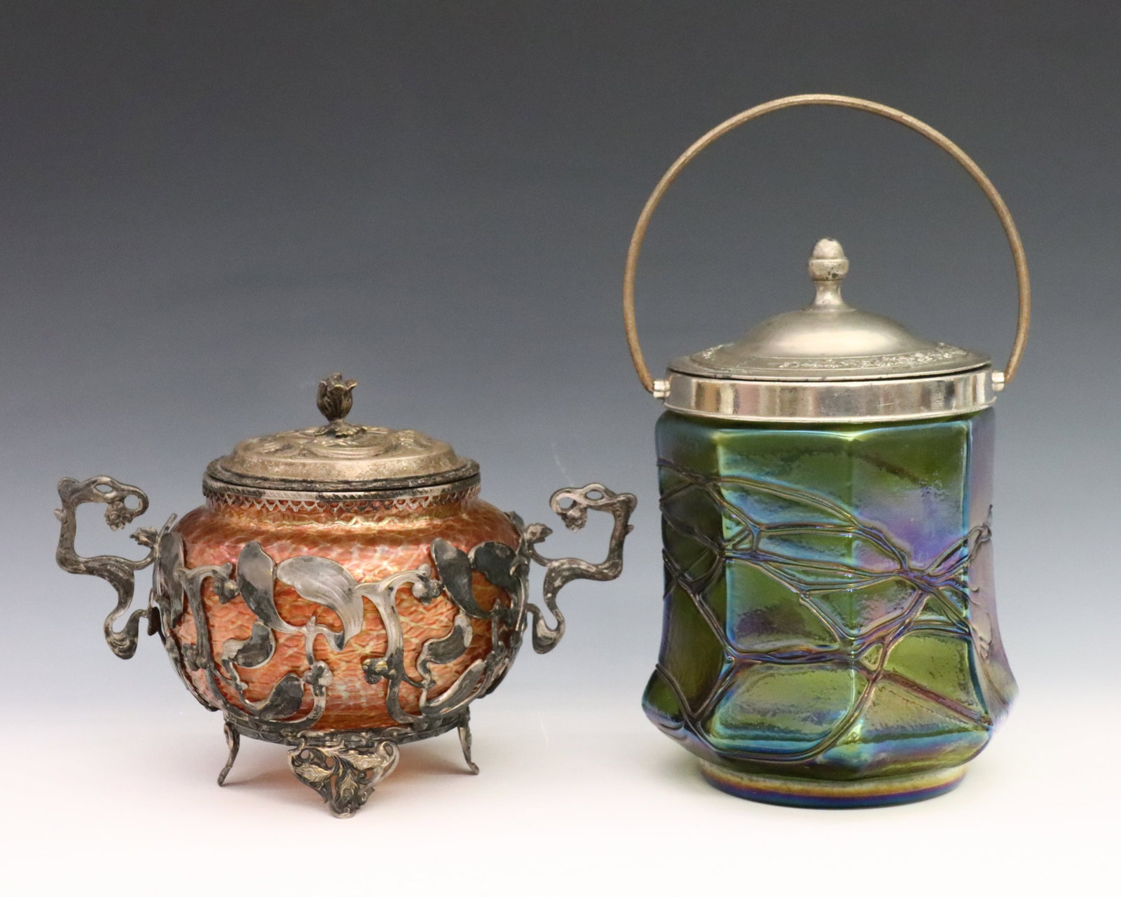 2 Bohemian Art Glass Biscuit Jars (1 of 2)