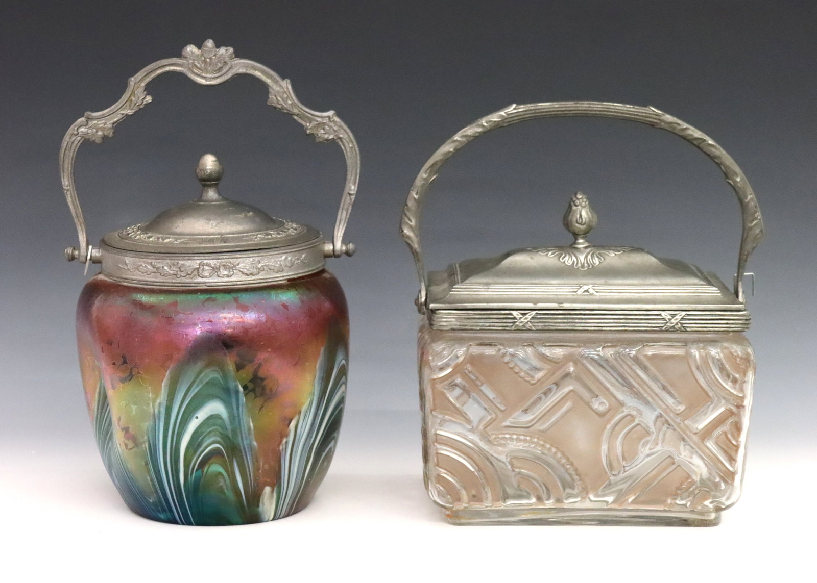2 Bohemian Art Glass Biscuit Jars (1 of 2)