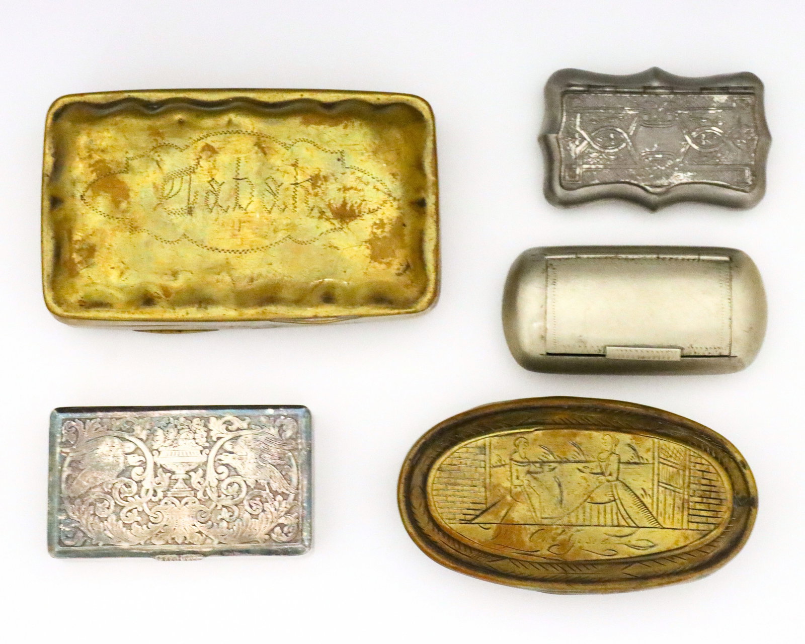 5 Metal Tobacco & Snuff Boxes (1 of 2)