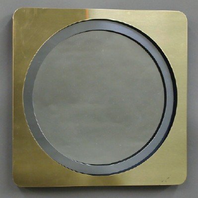 Curtis Jere Mirror: Curtis Jere, Artisan House, 20th Century. Square mirror with rounded corners consists of recessed two-tone steel. Signed. Some wear. 18" x 18" high. ESTIMATE $300-500