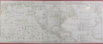 Sayer & Bennett N. America Map: Robert Sayer, English, 1725-1794, and John Bennett, English, fl. 1770-1784. Engraved map with hand colored outline is fully titled "Chart containing the Coasts of California, New Albion, and Russian D