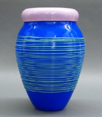 Venini Vase: A Mary Ann Toots Zynsky Blown Glass "Chiacchiera" Vase for Venini. Born in 1951 in Massachusetts, Zynsky received her BFA in 1973 from Rhode Island School of Design in Providence. She later went on to