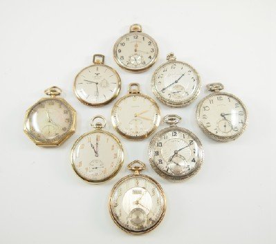 9 Swiss/American pocket watches (1 of 2)