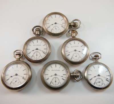6 Elgin pocket watches (1 of 2)