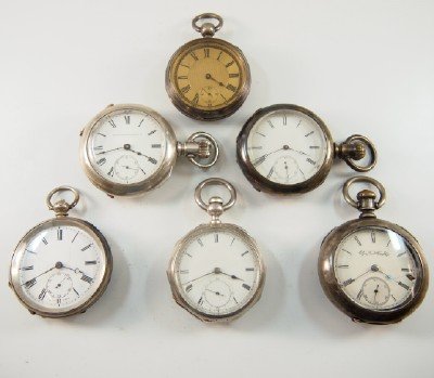 6 Silver pocket watches (1 of 2)