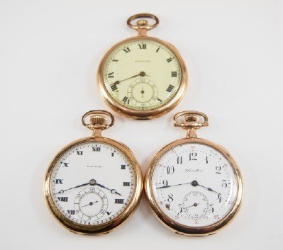 3 Hamilton 910 Pocket Watches