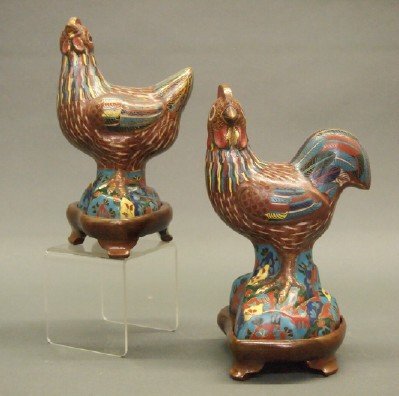 2 Chinese Cloisonné roosters (1 of 1)