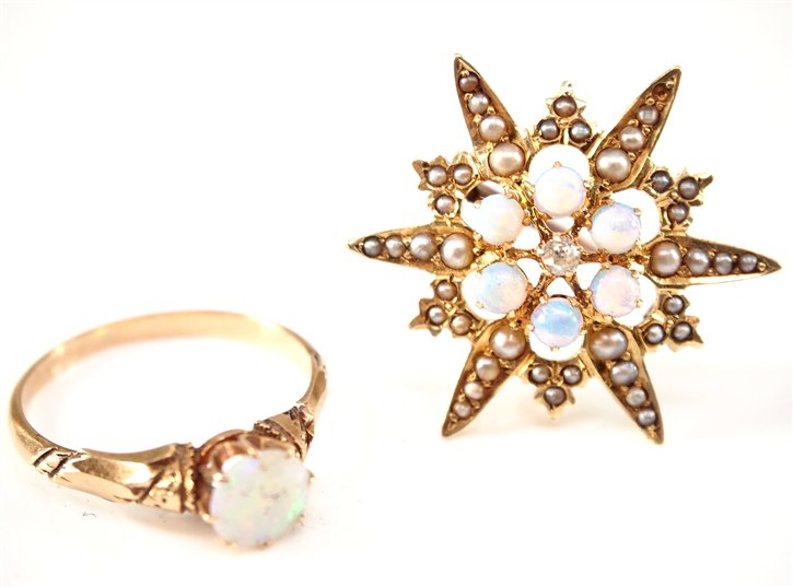 14k Opal ring and pin (1 of 1)