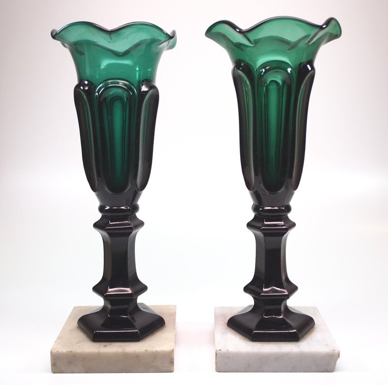 Pattern-molded vases, pair (1 of 2)