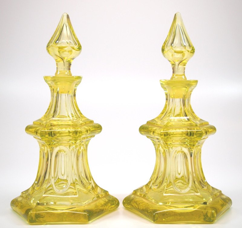 Pattern-molded cologne bottles, pair (1 of 3)
