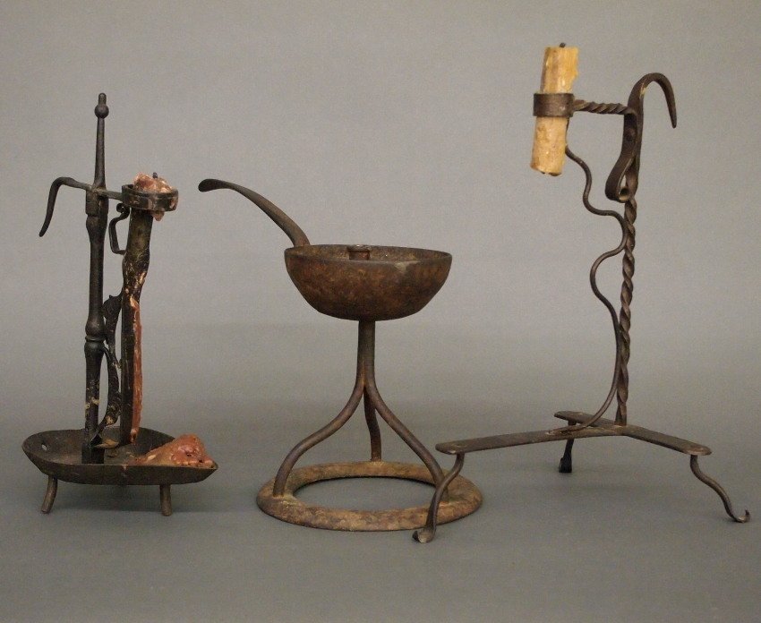 2 Iron candleholders and a grease lamp (1 of 1)