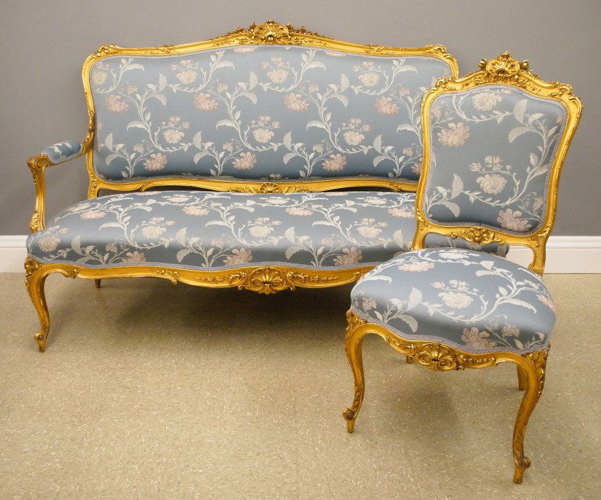 French Gilded settee and chair (1 of 4)