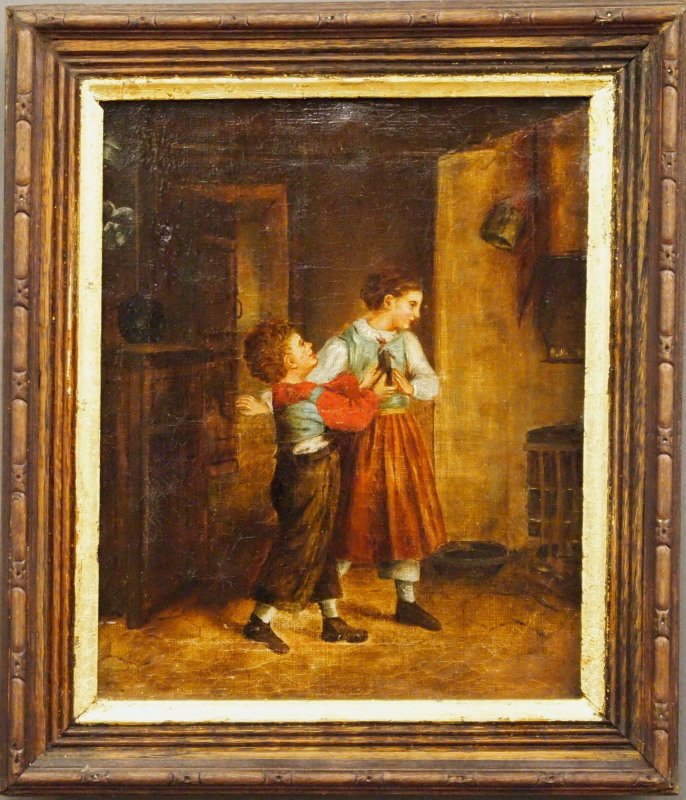 19th c. oil, genre scene (1 of 1)