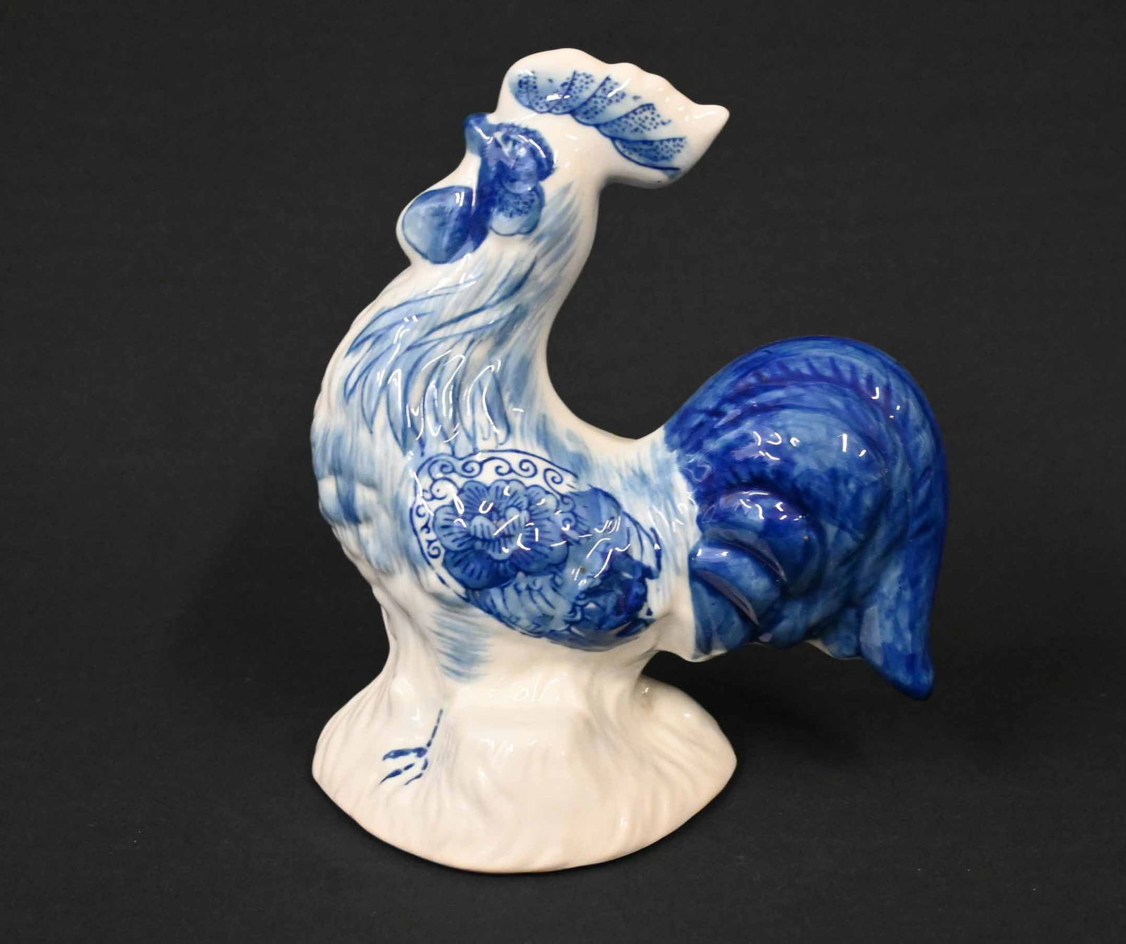 Vintage Hand-Painted Delft Style Ceramic Rooster – Cobalt Blue & White (1 of 8)