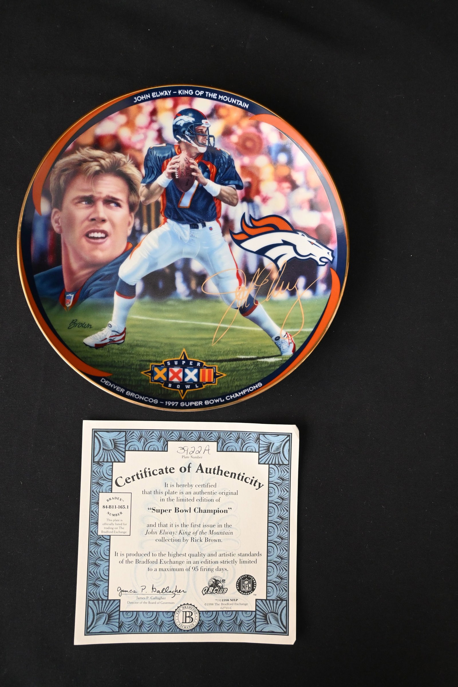 1998 Rick Brown "Super Bowl Champion" John Elway Plate (First Issue, Bradford Exchange) (1 of 4)