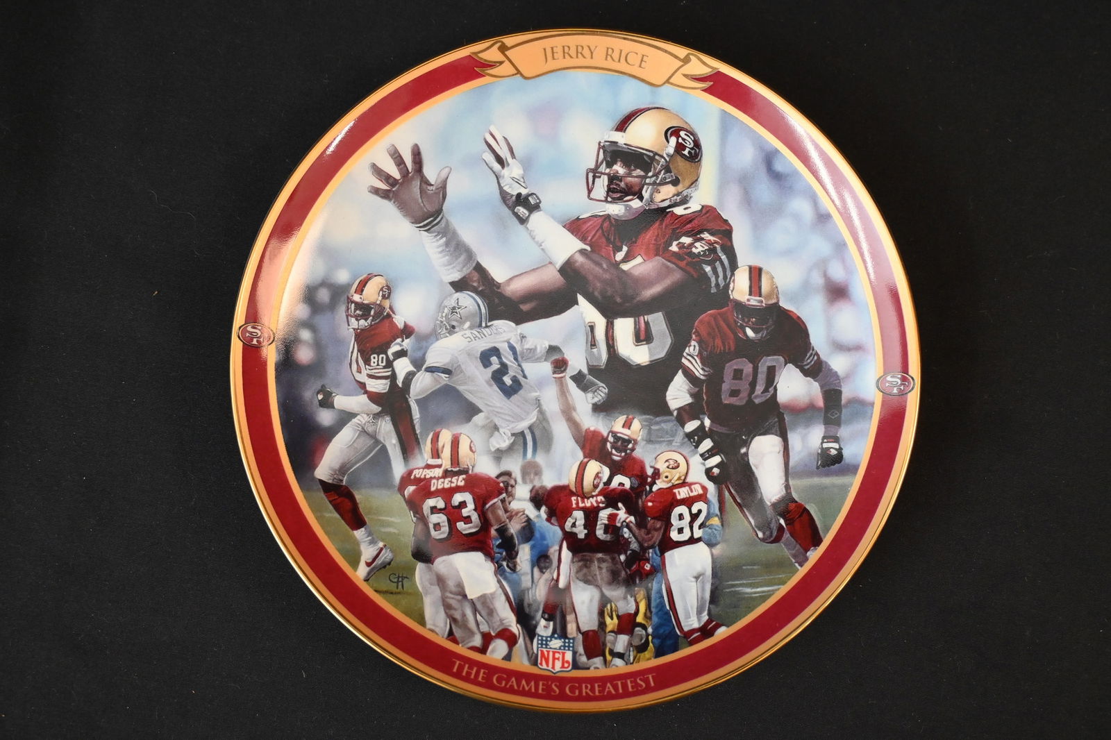 1994 Ron DeFelice "San Francisco's Jerry Rice" NFL Plate (Fourth Issue, Bradford Exchange) (1 of 6)