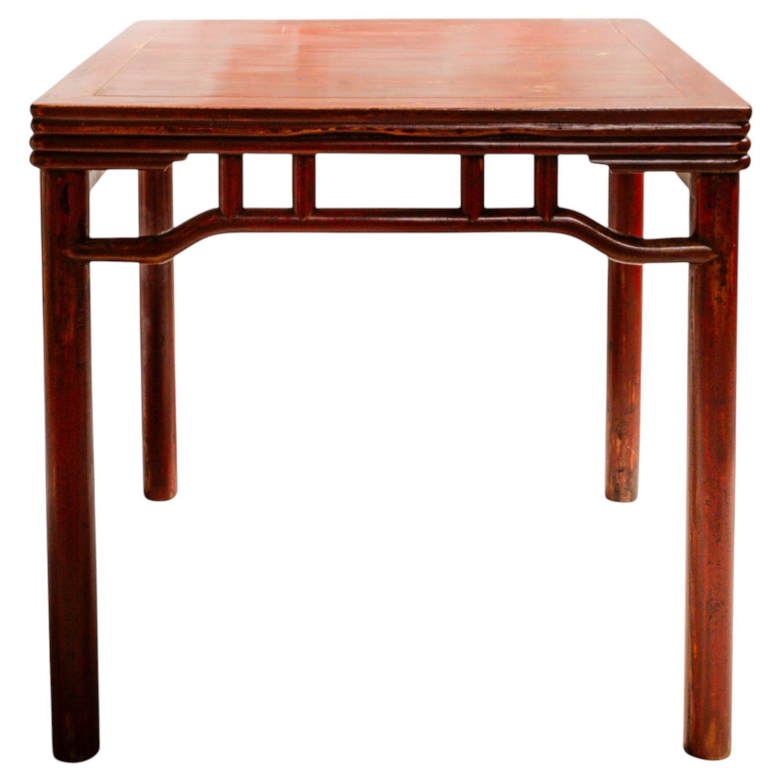 A CHINESE RED LACQUER CENTRE TABLE Late Qing Dynasty 84cm high x 85cm wide PROVENANCE: From a: A CHINESE RED LACQUER CENTRE TABLE Late Qing Dynasty 84cm high x 85cm wide PROVENANCE: From a Private English Collection, Hong Kong (1975-2002).