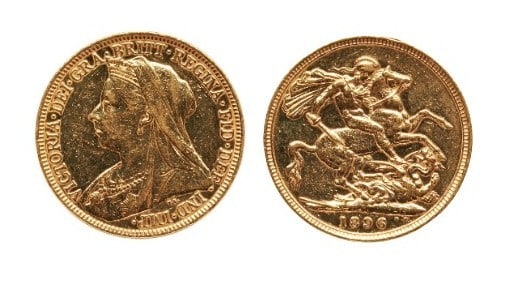 VICTORIA FULL GOLD SOVEREIGN, 1896, (Melbourne - Veiled head): VICTORIA FULL GOLD SOVEREIGN, 1896, (Melbourne - Veiled head)
