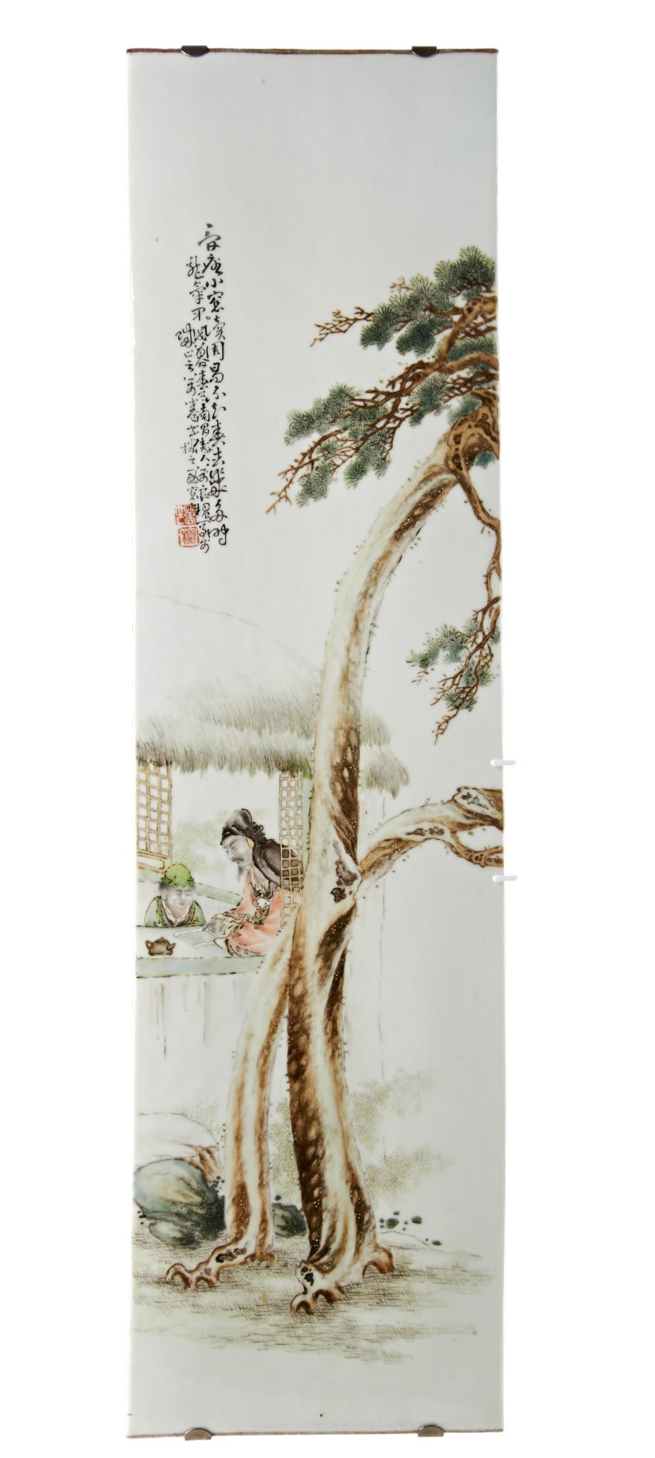 A LARGE CHINESE FAMILLE VERTE PORCELAIN PANEL REPUBLIC PERIOD, SIGNED WANG LIANGYING, DATED 1934 (1 of 1)