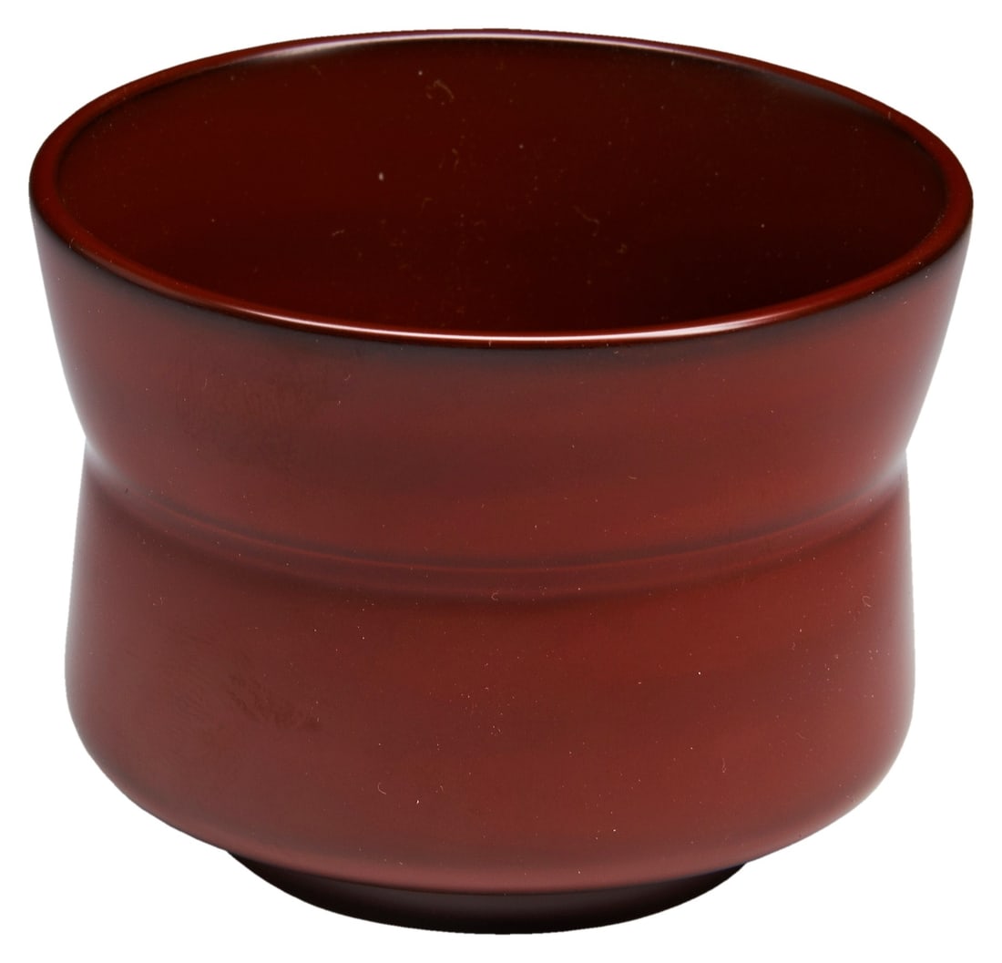 KAJIWARA (JAPANESE, 20TH / 21ST CENTURY) A NEGORO LACQUER TEA CUP (CHAWAN) in a signed: KAJIWARA (JAPANESE, 20TH / 21ST CENTURY) A NEGORO LACQUER TEA CUP (CHAWAN) in a signed tomobako storage box 6.5cm diameter PROVENANCE: From the Eva & Aubrey Sweet Collection, Melbourne, Australia. IMP