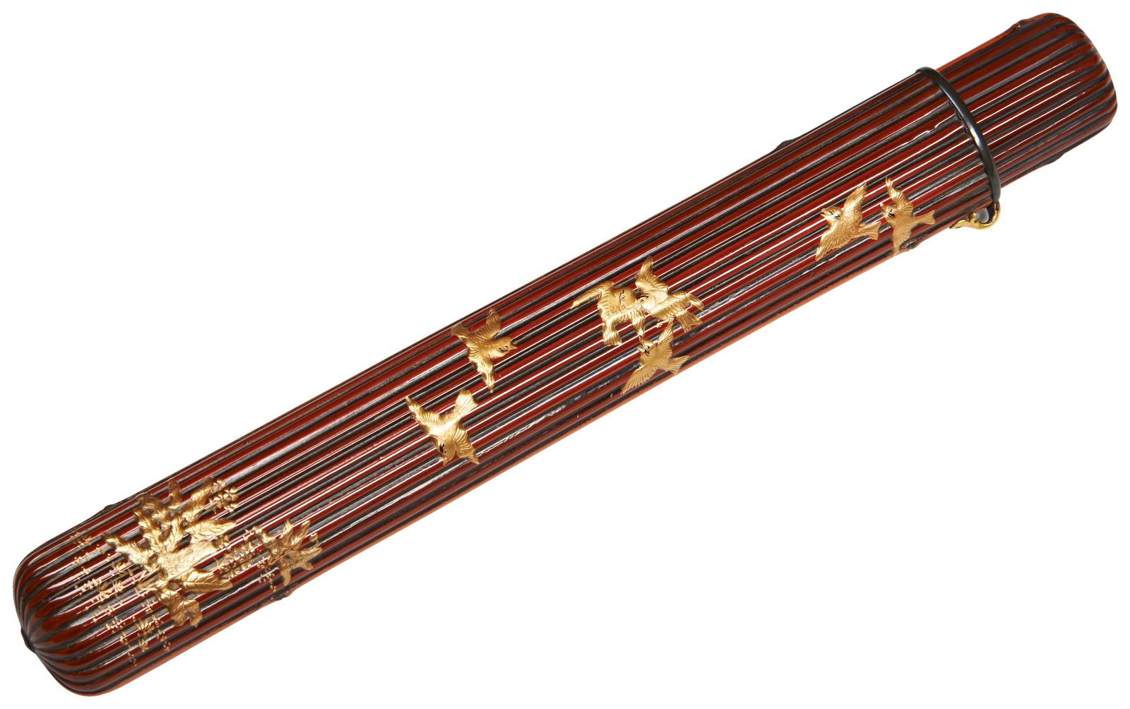 A FINE JAPANESE RED AND GOLD LACQUER PIPE CASE (KISERU-ZUTSU) SIGNED TAISAI EDO PERIOD, 19TH CENTURY