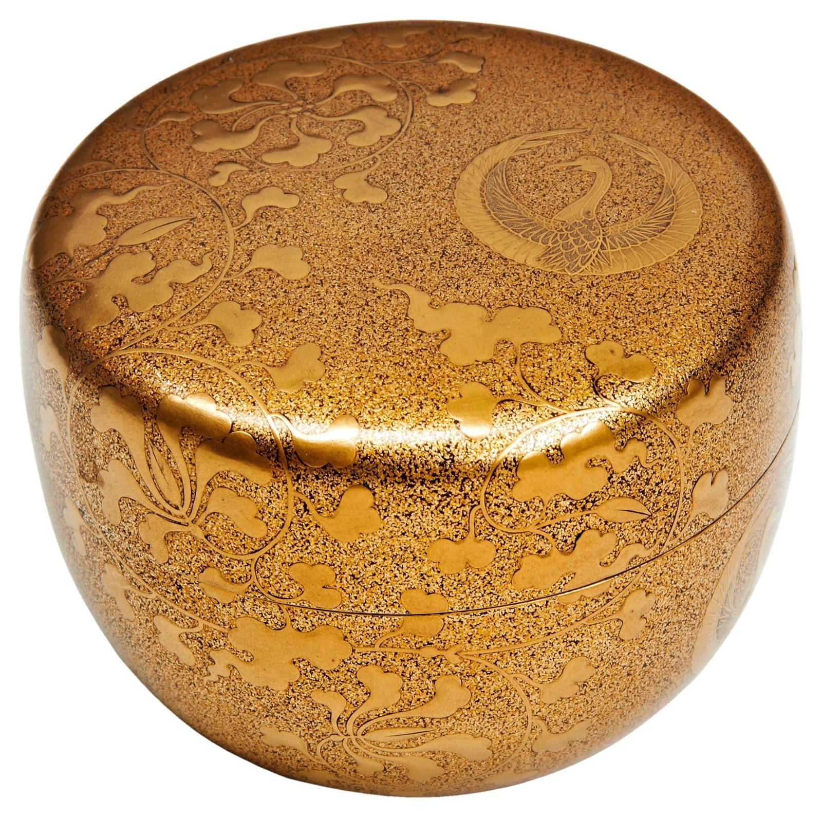 A JAPANESE GOLD LACQUER TEA CADDY (NATSUME) LATE MEIJI PERIOD the nashiji ground decorated in