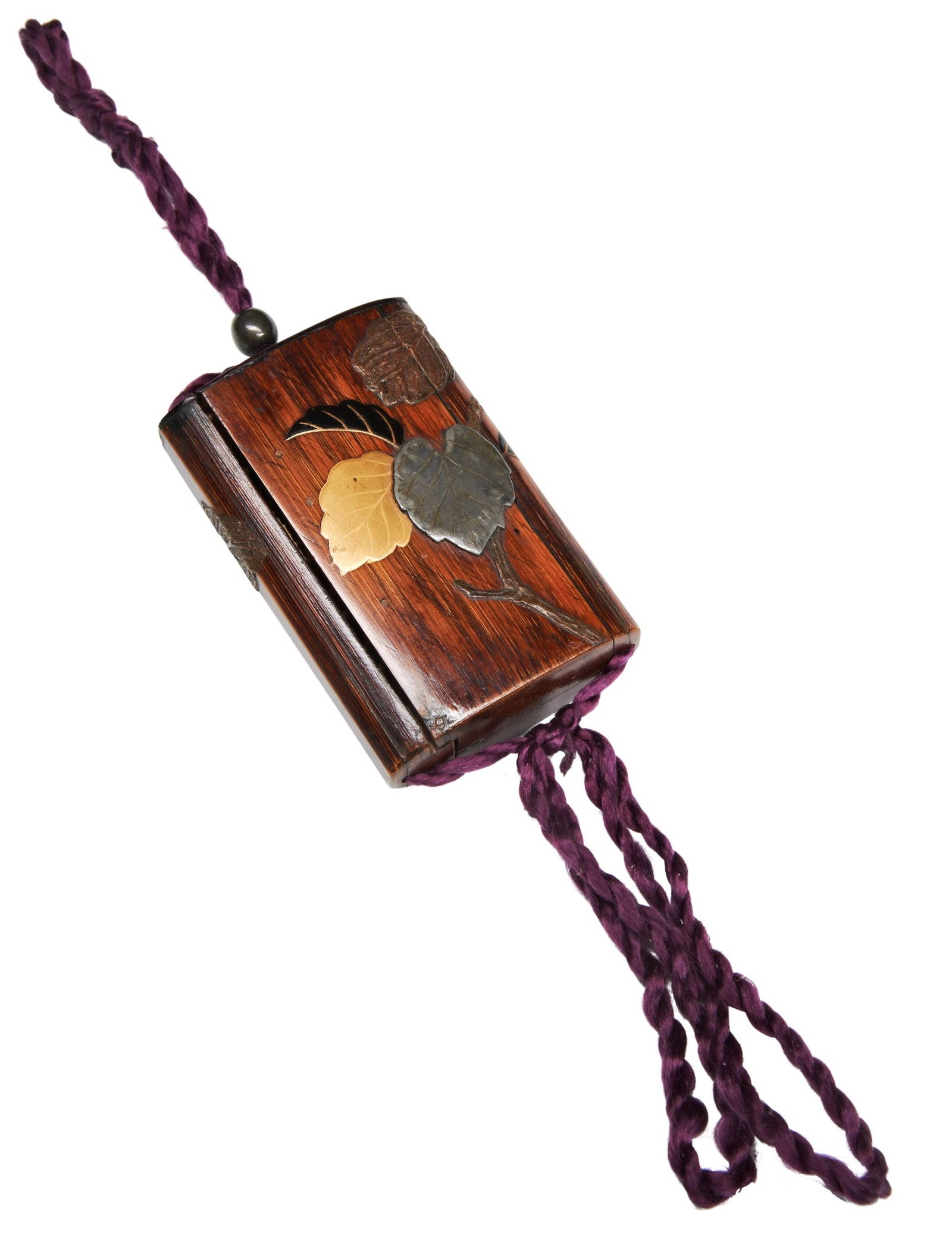 A RARE JAPANESE WOOD, LACQUER AND SHELL INLAID SIDE OPENING INRO EDO PERIOD, 18TH / 19TH