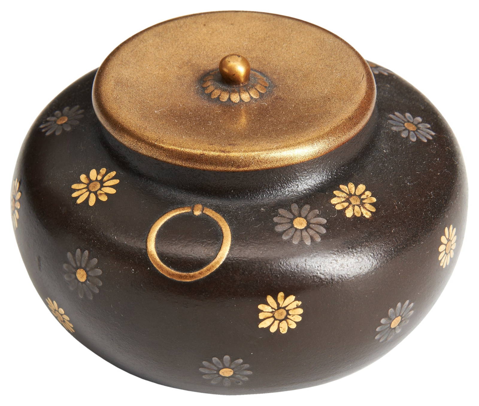 A JAPANESE LACQUER TEA CADDY (NATSUME) LATE EDO PERIOD, 19TH CENTURY decorated in gold and silver