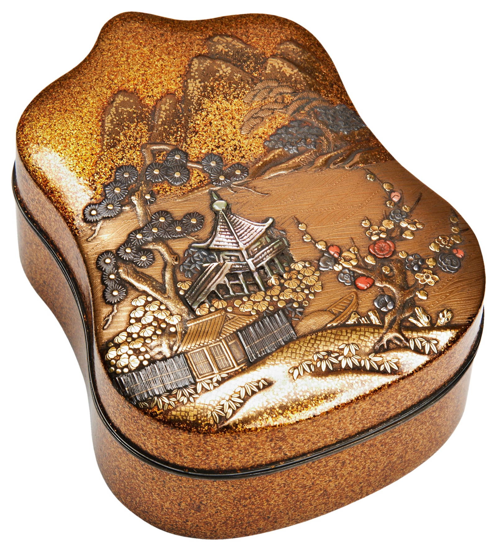 A FINE JAPANESE DOUBLE GOURD INCENSE CONTAINER (KOGO) SIGNED SHIGETOSHI EDO PERIOD EARLY 19TH