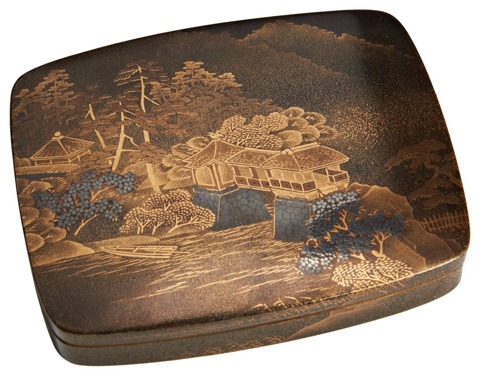 A JAPANESE LACQUER INCENSE CONTAINER (KOGO) 19TH CENTURY finely decorated in gold and