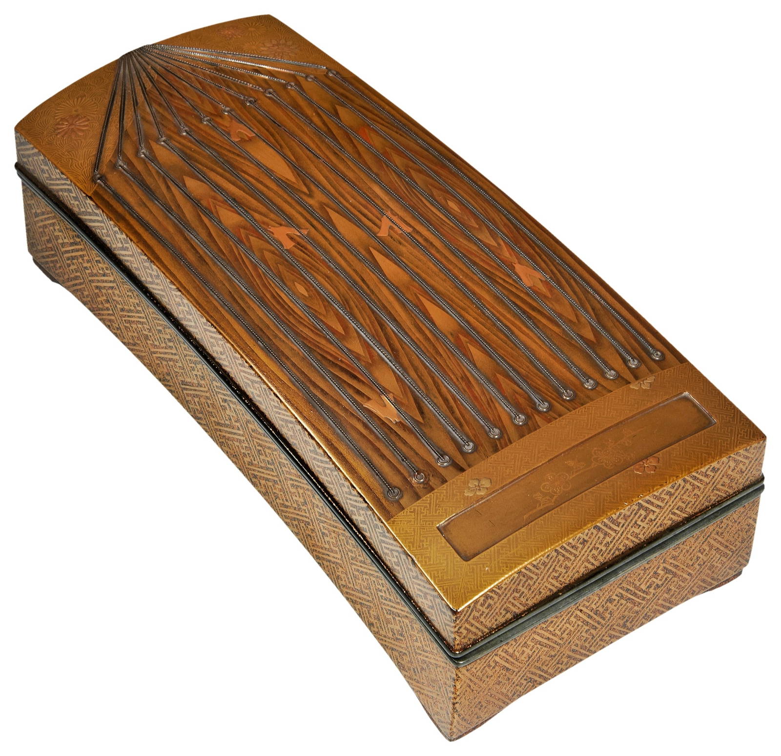 A UNUSUAL JAPANESE GOLD LACQUER COMBINED WRITING BOX AND DOCUMENT BOX (SUZURIBAKO AND RYOSHIBAKO)