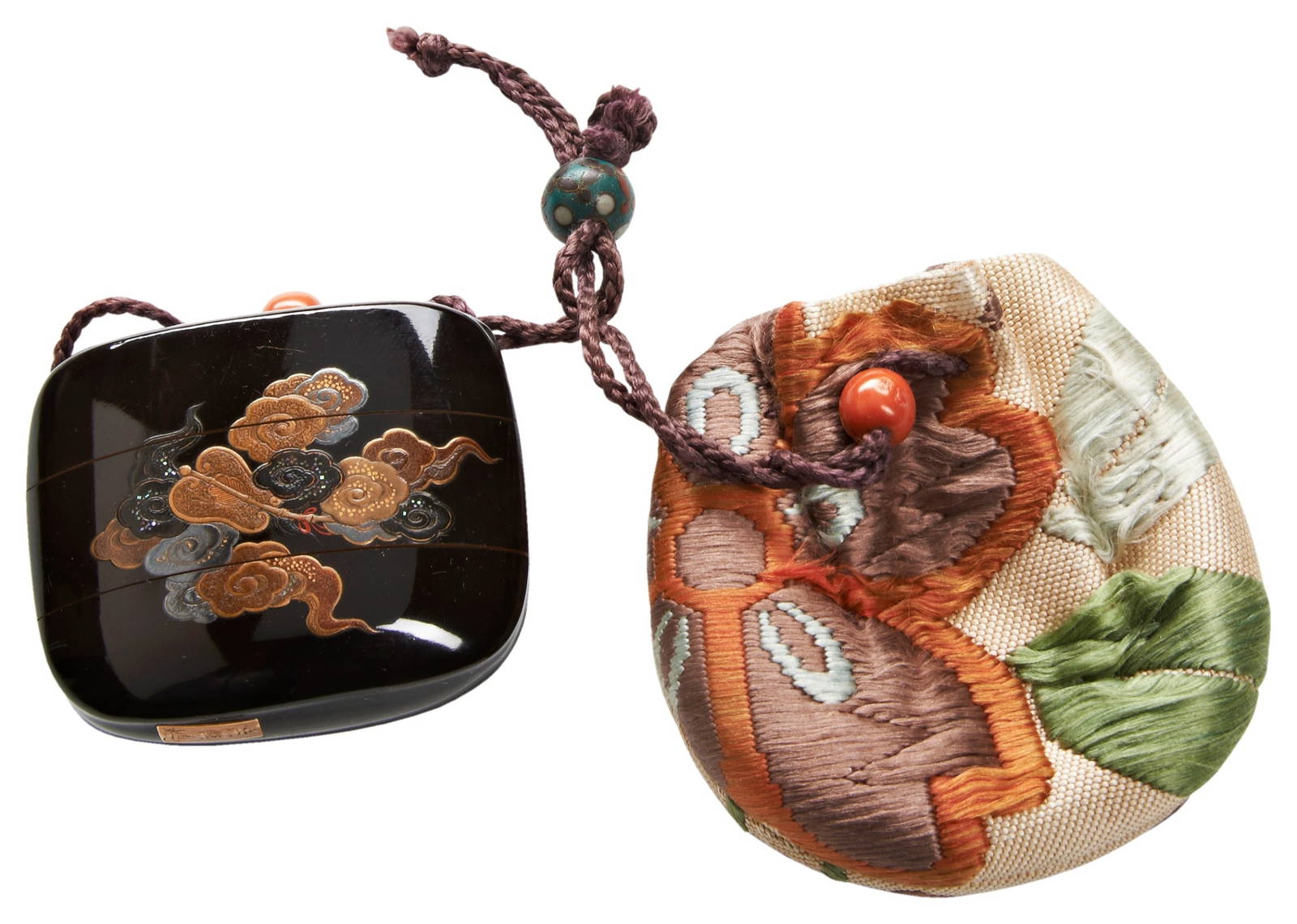 A FINE JAPANESE THREE CASE LACQUER INRO SIGNED IKEDA TAISHIN (1825-1903) centred by a